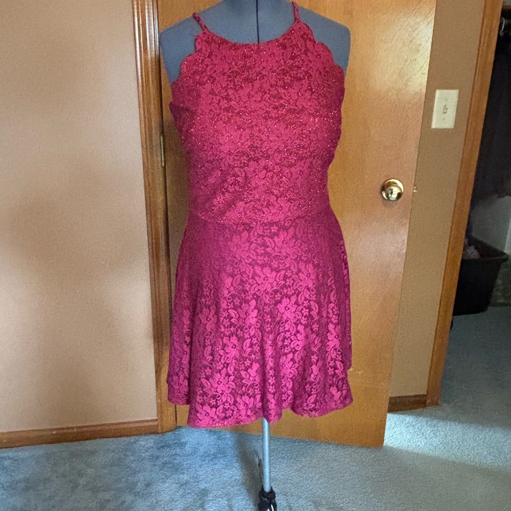 BCX Red Halter A-line Mini Dress for Weddings